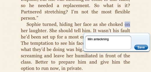 anteckning i en Kindle e-bok